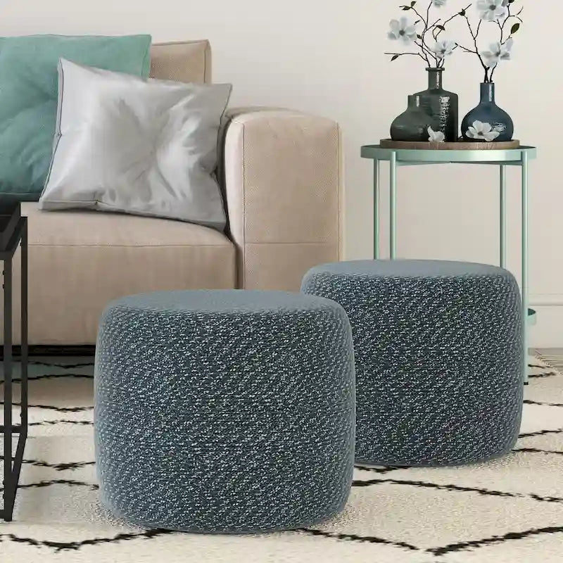 Pouf tressé rond