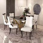 LeisureMod Urbane Collection Chaise de salle à manger à dossier haut – Assise en cuir ou velours et cadre en bois d'hévéa, cuisine moderne, salle à manger