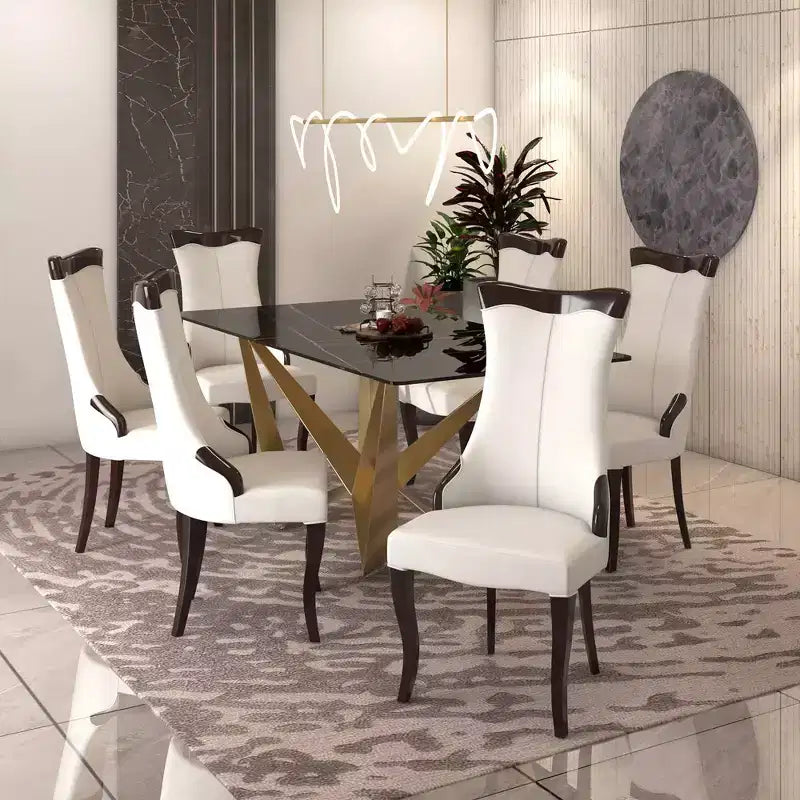 LeisureMod Urbane Collection Chaise de salle à manger à dossier haut – Assise en cuir ou velours et cadre en bois d'hévéa, cuisine moderne, salle à manger