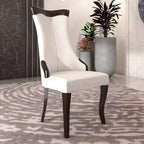 LeisureMod Urbane Collection Chaise de salle à manger à dossier haut – Assise en cuir ou velours et cadre en bois d'hévéa, cuisine moderne, salle à manger