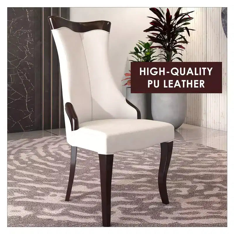 LeisureMod Urbane Collection Chaise de salle à manger à dossier haut – Assise en cuir ou velours et cadre en bois d'hévéa, cuisine moderne, salle à manger