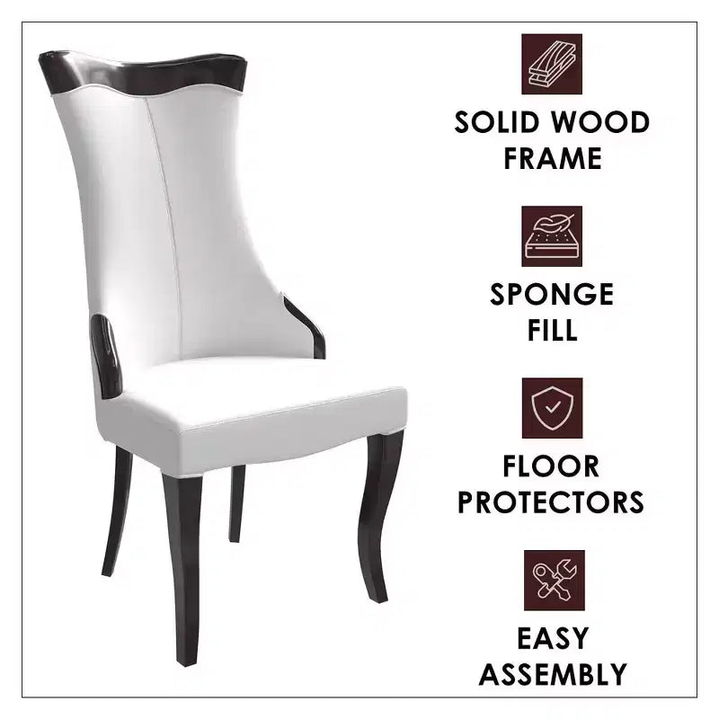 LeisureMod Urbane Collection Chaise de salle à manger à dossier haut – Assise en cuir ou velours et cadre en bois d'hévéa, cuisine moderne, salle à manger