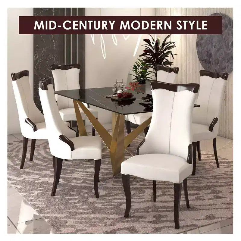 LeisureMod Urbane Collection Chaise de salle à manger à dossier haut – Assise en cuir ou velours et cadre en bois d'hévéa, cuisine moderne, salle à manger