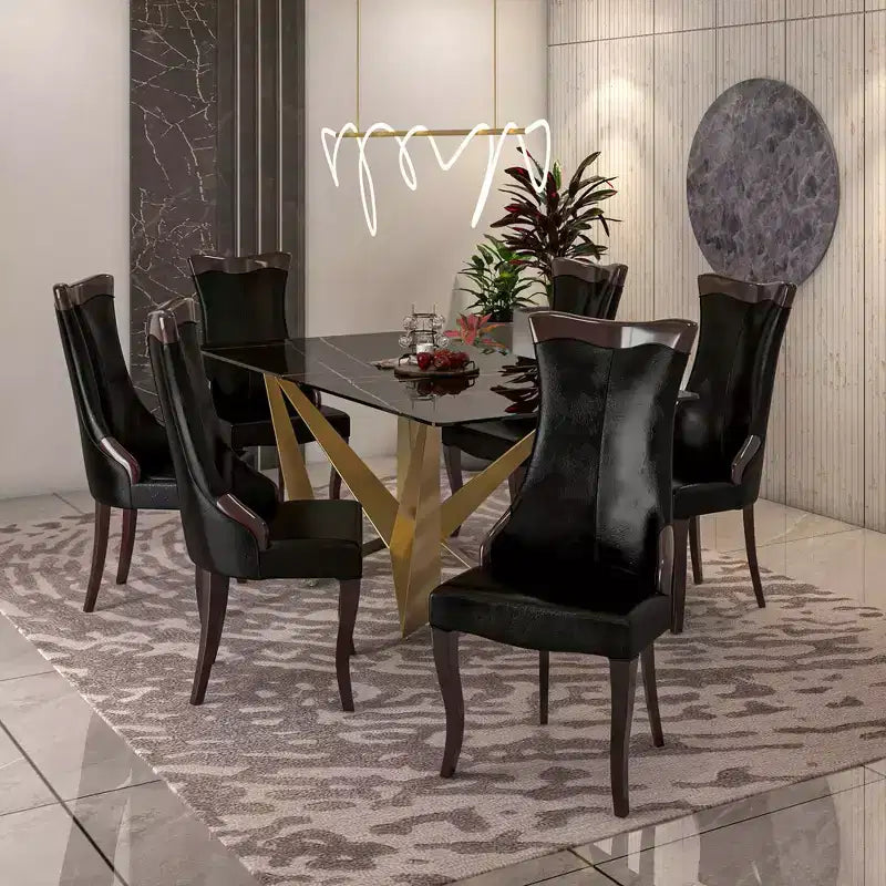 LeisureMod Urbane Collection Chaise de salle à manger à dossier haut – Assise en cuir ou velours et cadre en bois d'hévéa, cuisine moderne, salle à manger