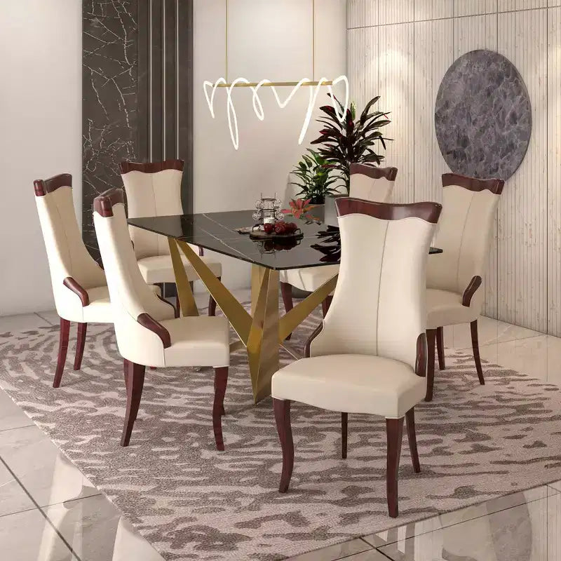 LeisureMod Urbane Collection Chaise de salle à manger à dossier haut – Assise en cuir ou velours et cadre en bois d'hévéa, cuisine moderne, salle à manger