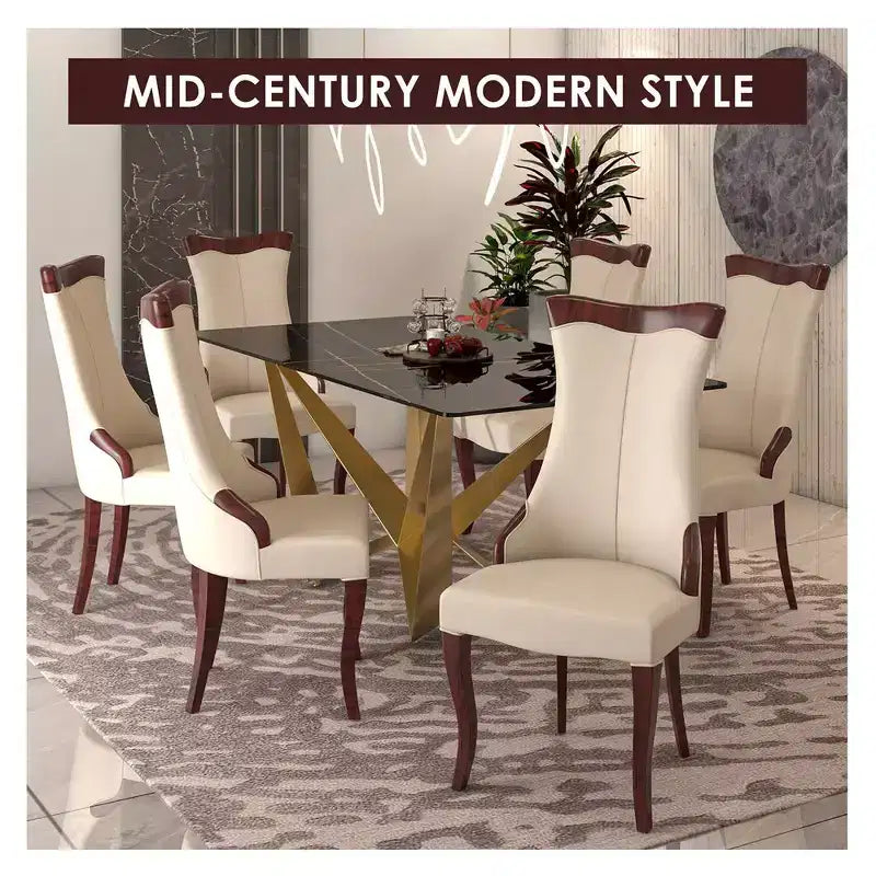 LeisureMod Urbane Collection Chaise de salle à manger à dossier haut – Assise en cuir ou velours et cadre en bois d'hévéa, cuisine moderne, salle à manger