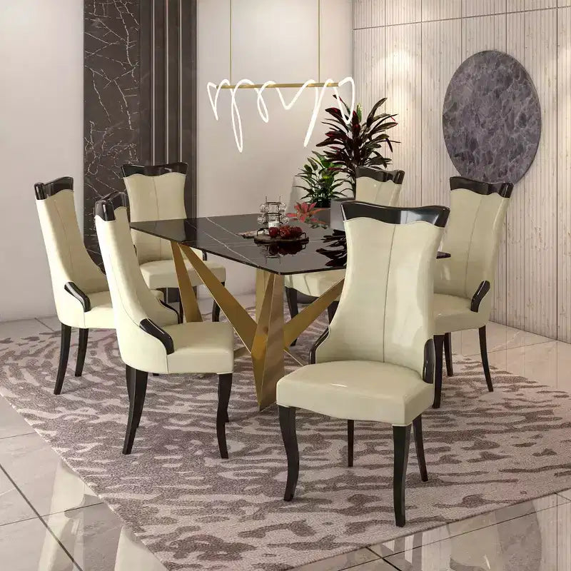 LeisureMod Urbane Collection Chaise de salle à manger à dossier haut – Assise en cuir ou velours et cadre en bois d'hévéa, cuisine moderne, salle à manger
