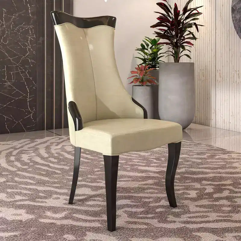 LeisureMod Urbane Collection Chaise de salle à manger à dossier haut – Assise en cuir ou velours et cadre en bois d'hévéa, cuisine moderne, salle à manger