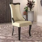 LeisureMod Urbane Collection Chaise de salle à manger à dossier haut – Assise en cuir ou velours et cadre en bois d'hévéa, cuisine moderne, salle à manger