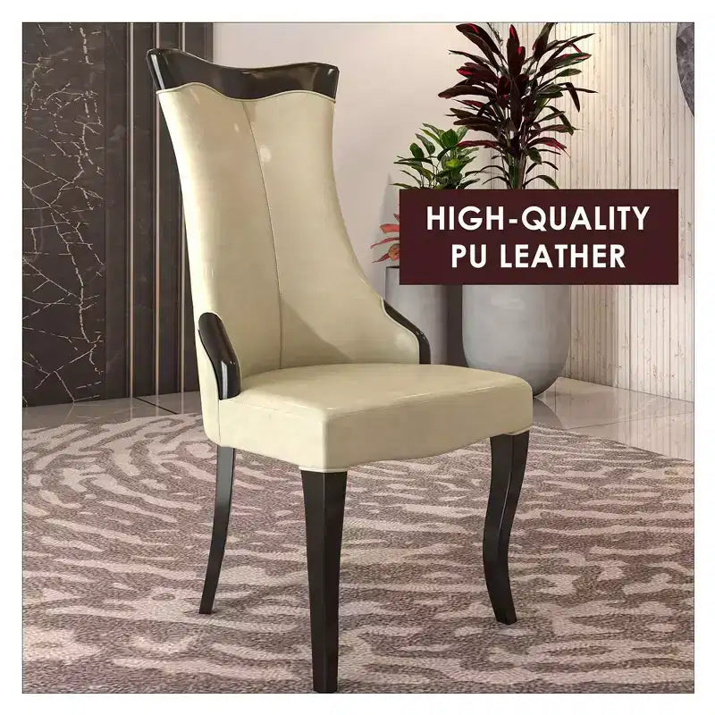 LeisureMod Urbane Collection Chaise de salle à manger à dossier haut – Assise en cuir ou velours et cadre en bois d'hévéa, cuisine moderne, salle à manger