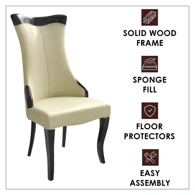 LeisureMod Urbane Collection Chaise de salle à manger à dossier haut – Assise en cuir ou velours et cadre en bois d'hévéa, cuisine moderne, salle à manger