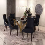 LeisureMod Urbane Collection Chaise de salle à manger à dossier haut – Assise en cuir ou velours et cadre en bois d'hévéa, cuisine moderne, salle à manger
