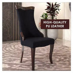 LeisureMod Urbane Collection Chaise de salle à manger à dossier haut – Assise en cuir ou velours et cadre en bois d'hévéa, cuisine moderne, salle à manger