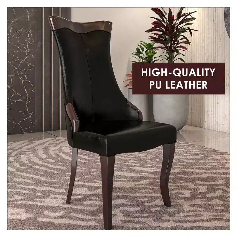 LeisureMod Urbane Collection Chaise de salle à manger à dossier haut – Assise en cuir ou velours et cadre en bois d'hévéa, cuisine moderne, salle à manger