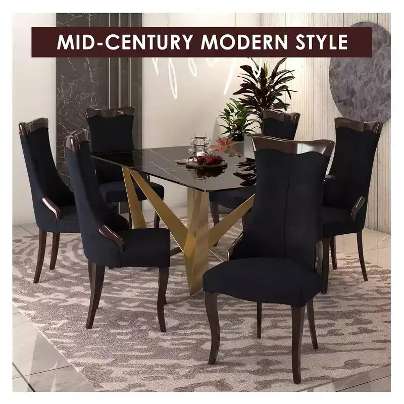 LeisureMod Urbane Collection Chaise de salle à manger à dossier haut – Assise en cuir ou velours et cadre en bois d'hévéa, cuisine moderne, salle à manger