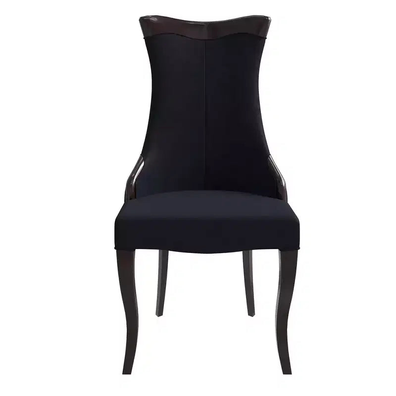 LeisureMod Urbane Collection Chaise de salle à manger à dossier haut – Assise en cuir ou velours et cadre en bois d'hévéa, cuisine moderne, salle à manger