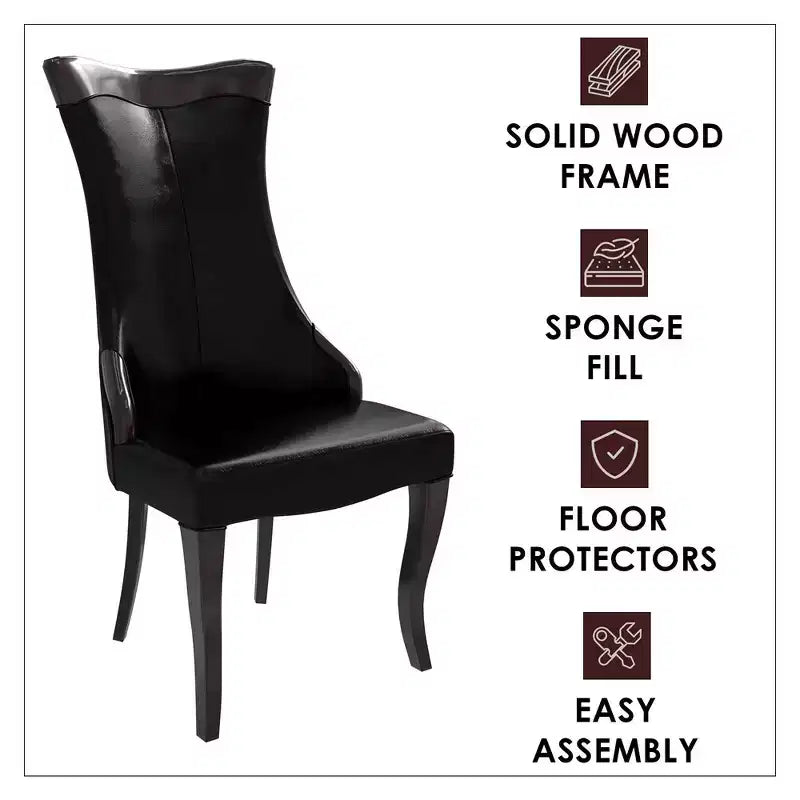 LeisureMod Urbane Collection Chaise de salle à manger à dossier haut – Assise en cuir ou velours et cadre en bois d'hévéa, cuisine moderne, salle à manger