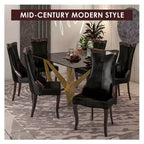 LeisureMod Urbane Collection Chaise de salle à manger à dossier haut – Assise en cuir ou velours et cadre en bois d'hévéa, cuisine moderne, salle à manger