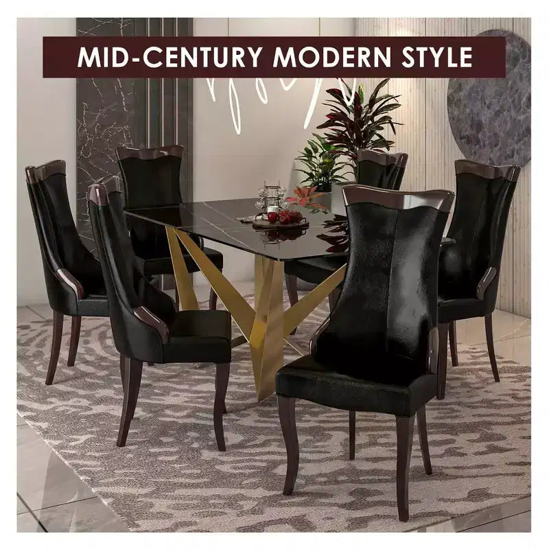 LeisureMod Urbane Collection Chaise de salle à manger à dossier haut – Assise en cuir ou velours et cadre en bois d'hévéa, cuisine moderne, salle à manger