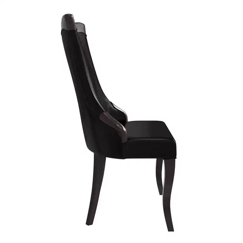 LeisureMod Urbane Collection Chaise de salle à manger à dossier haut – Assise en cuir ou velours et cadre en bois d'hévéa, cuisine moderne, salle à manger