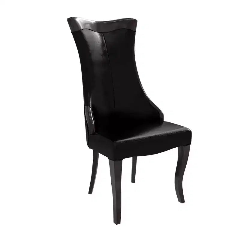 LeisureMod Urbane Collection High-Back Dining Chair  Leather or Velvet Seat and Rubberwood Frame, Modern Kitchen, Dining Room