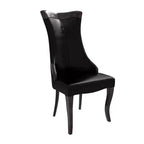 LeisureMod Urbane Collection High-Back Dining Chair  Leather or Velvet Seat and Rubberwood Frame, Modern Kitchen, Dining Room