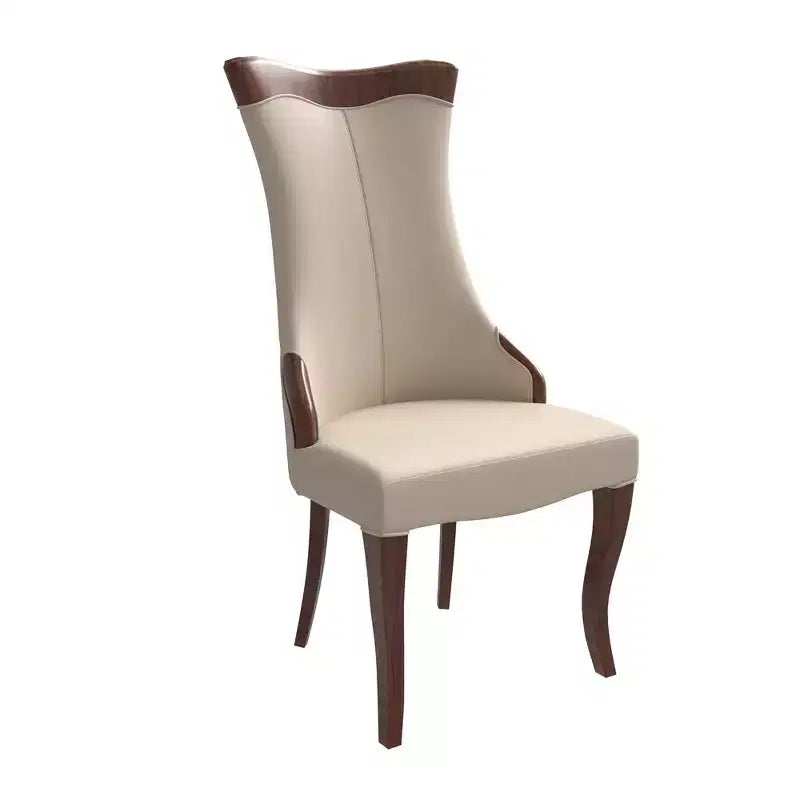 LeisureMod Urbane Collection Chaise de salle à manger à dossier haut – Assise en cuir ou velours et cadre en bois d'hévéa, cuisine moderne, salle à manger
