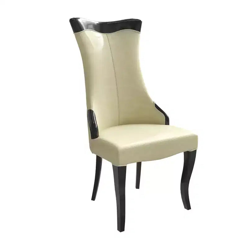 LeisureMod Urbane Collection Chaise de salle à manger à dossier haut – Assise en cuir ou velours et cadre en bois d'hévéa, cuisine moderne, salle à manger