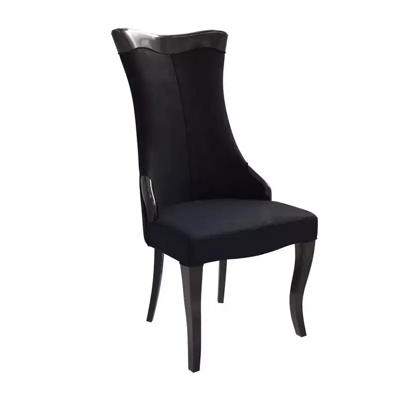 LeisureMod Urbane Collection Chaise de salle à manger à dossier haut – Assise en cuir ou velours et cadre en bois d'hévéa, cuisine moderne, salle à manger
