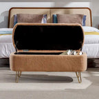 Banc d'entrée en fausse fourrure rembourré avec rangement