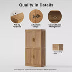 Étagère décorative Dovelina en grain de bois avec portes et cloisons réglables