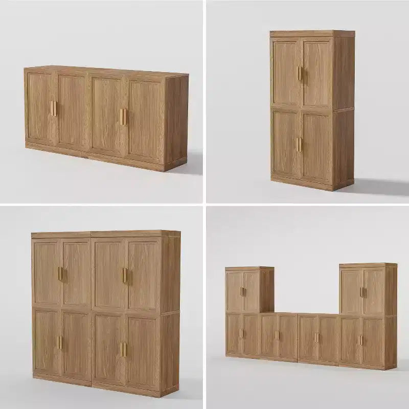 Étagère décorative Dovelina en grain de bois avec portes et cloisons réglables