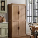 Étagère décorative Dovelina en grain de bois avec portes et cloisons réglables