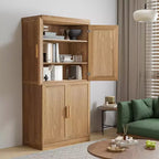 Étagère décorative Dovelina en grain de bois avec portes et cloisons réglables
