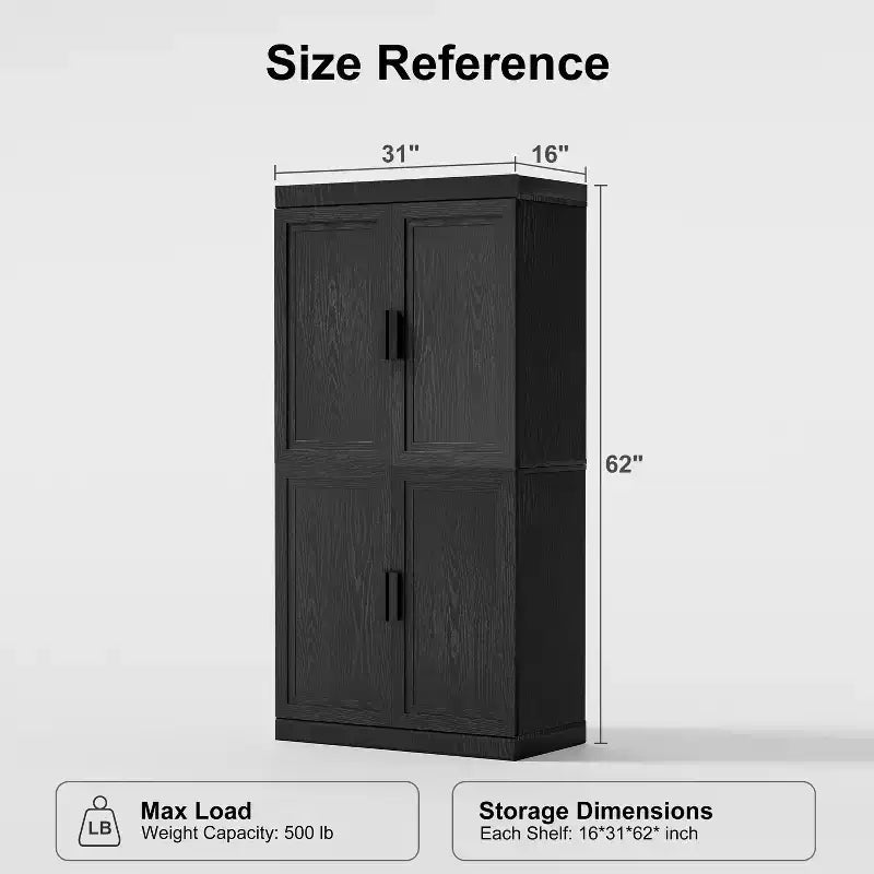 Étagère décorative Dovelina en grain de bois avec portes et cloisons réglables