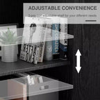 Étagère décorative Dovelina en grain de bois avec portes et cloisons réglables