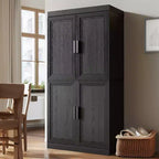 Étagère décorative Dovelina en grain de bois avec portes et cloisons réglables