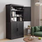 Étagère décorative Dovelina en grain de bois avec portes et cloisons réglables