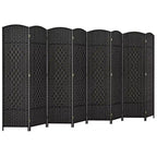 Costway 8-Panel Room Divider 6 FT Tall Folding Privacy Screen with Solid Wood Frame Brown/Black