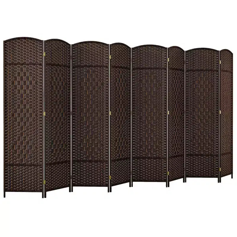 Séparateur de pièce à 8 panneaux Costway, paravent pliant de 1,83 m de haut avec cadre en bois massif Marron/Noir