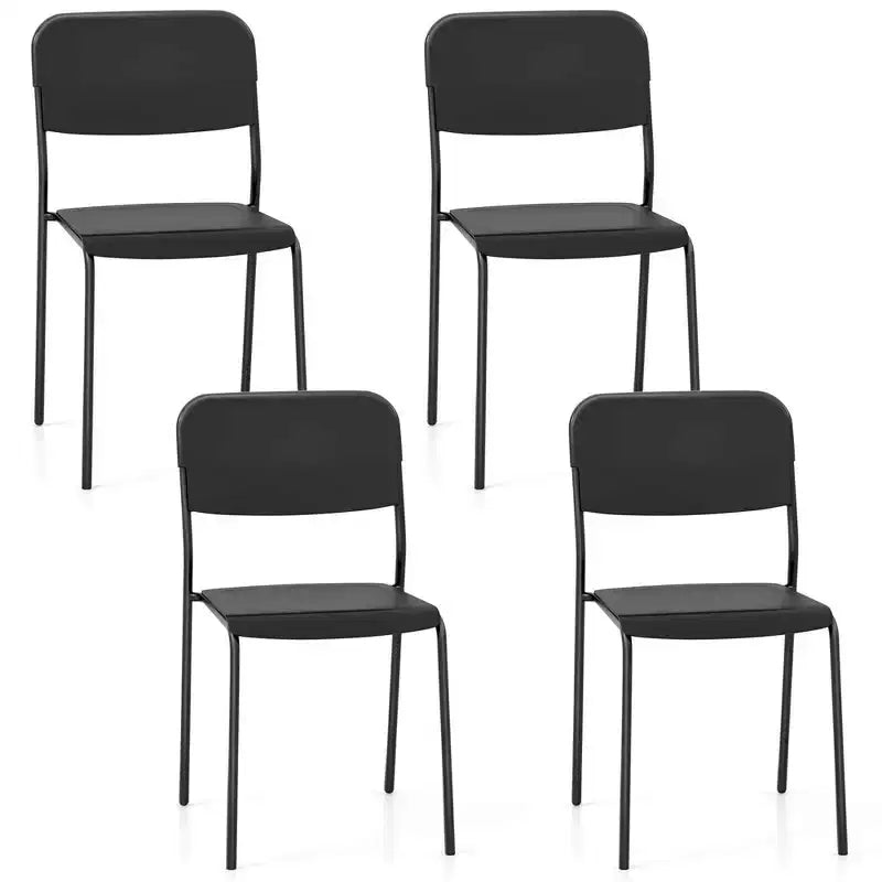 Costway Lot de 4 Chaises de Salle à Manger Modernes avec Dossier Incliné et Pieds en Métal Robustes en Plastique Noir/Blanc