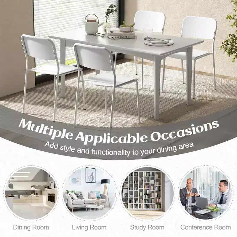 Costway Lot de 4 Chaises de Salle à Manger Modernes avec Dossier Incliné et Pieds en Métal Robustes en Plastique Noir/Blanc