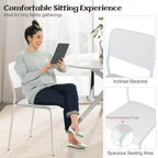 Costway Lot de 4 Chaises de Salle à Manger Modernes avec Dossier Incliné et Pieds en Métal Robustes en Plastique Noir/Blanc