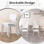 Costway Lot de 4 Chaises de Salle à Manger Modernes avec Dossier Incliné et Pieds en Métal Robustes en Plastique Noir/Blanc