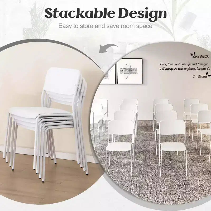 Costway Lot de 4 Chaises de Salle à Manger Modernes avec Dossier Incliné et Pieds en Métal Robustes en Plastique Noir/Blanc