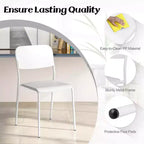 Costway Lot de 4 Chaises de Salle à Manger Modernes avec Dossier Incliné et Pieds en Métal Robustes en Plastique Noir/Blanc