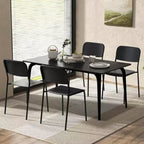 Costway Lot de 4 Chaises de Salle à Manger Modernes avec Dossier Incliné et Pieds en Métal Robustes en Plastique Noir/Blanc