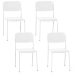Costway Lot de 4 Chaises de Salle à Manger Modernes avec Dossier Incliné et Pieds en Métal Robustes en Plastique Noir/Blanc