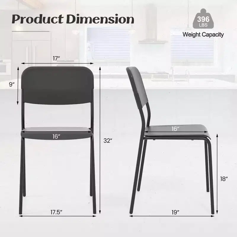 Costway Lot de 4 Chaises de Salle à Manger Modernes avec Dossier Incliné et Pieds en Métal Robustes en Plastique Noir/Blanc