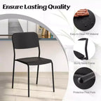 Costway Lot de 4 Chaises de Salle à Manger Modernes avec Dossier Incliné et Pieds en Métal Robustes en Plastique Noir/Blanc